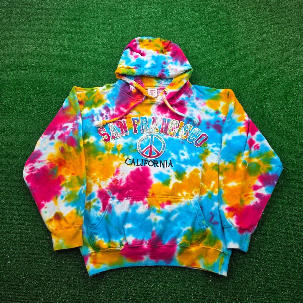 San Francisco DIMCO Apparel Tie-Dye Peace Sign Pullover Hoodie Unisex Medium